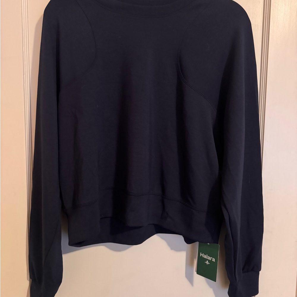 HALARA Blue Nights SpacerTek Round Neck Raglan Sleeve Solid Casual Sweatshirt